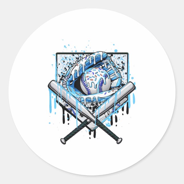 Baseball Drip For Boys Ice Cream Drip Youth Boys B Classic Round Sticker (Front)