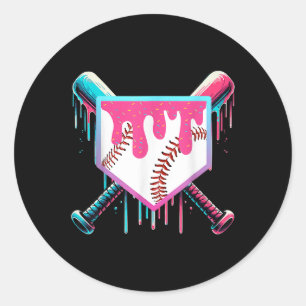 Baseball Drip For Boys Ice Cream Drip Youth Boys B Classic Round Sticker