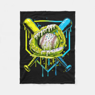 Baseball Drip For Boys Ice Cream Drip Youth Boys B Fleece Blanket