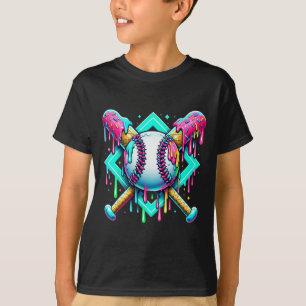Baseball Drip For Boys Ice Cream Dripping Girl Bas T-Shirt