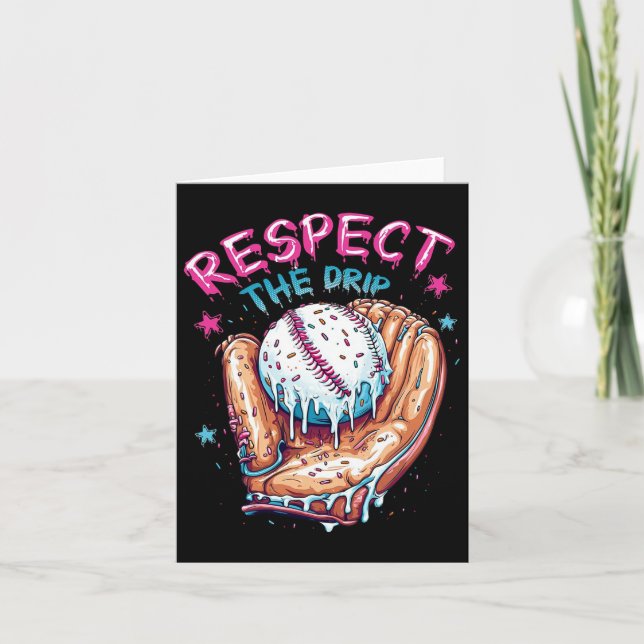 Baseball Drip For Boys Ice Cream Respect The Drip  Card (Front)