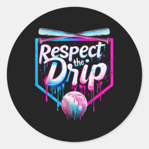Baseball Drip For Boys Men Ice Cream Drip Respect  Classic Round Sticker