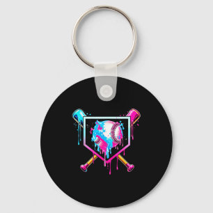 Baseball Drip Funny Ice Cream Dripng Matching Fami Keychain
