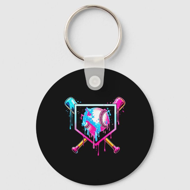 Baseball Drip Funny Ice Cream Dripng Matching Fami Keychain (Front)