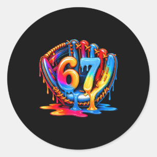 Baseball Drip Ice Cream 67 Baseball Lifestyle 101  Classic Round Sticker
