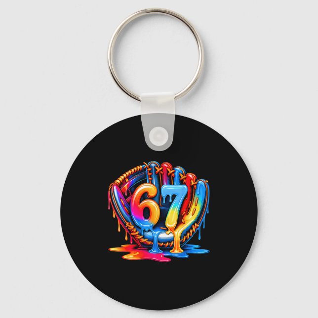 Baseball Drip Ice Cream 67 Baseball Lifestyle 101  Keychain (Front)