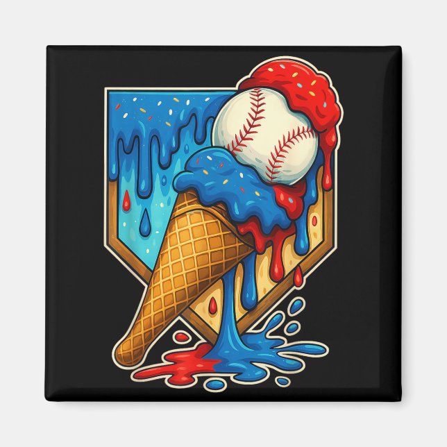 Baseball Drip Ice Cream 6 7 Number 67 Six Seven Me Magnet (Front)