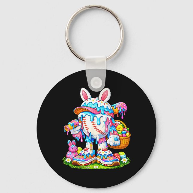Baseball Drip Ice Cream Apparel Youth Boy Easter Keychain (Front)