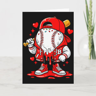 Baseball Drip Ice Cream Apparel Youth Boy Valentin Card