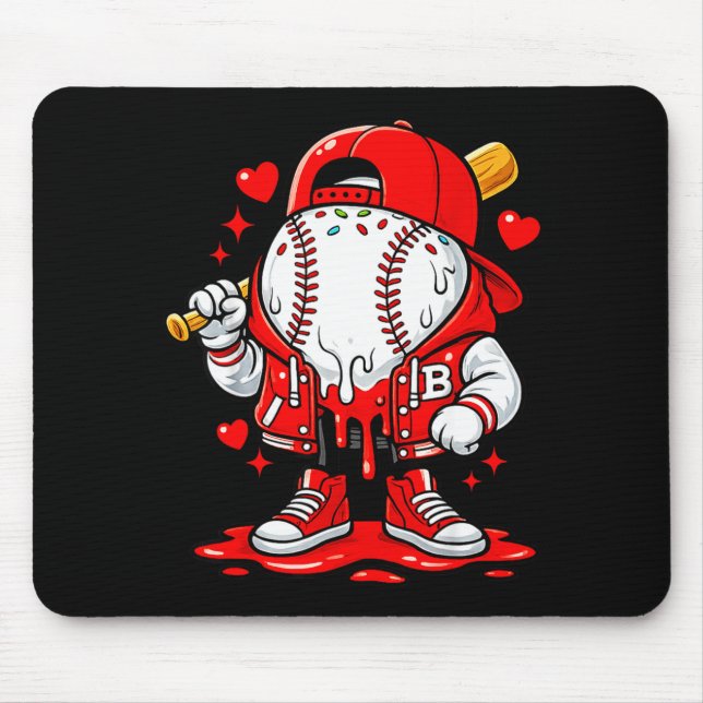 Baseball Drip Ice Cream Apparel Youth Boy Valentin Mouse Pad (Front)