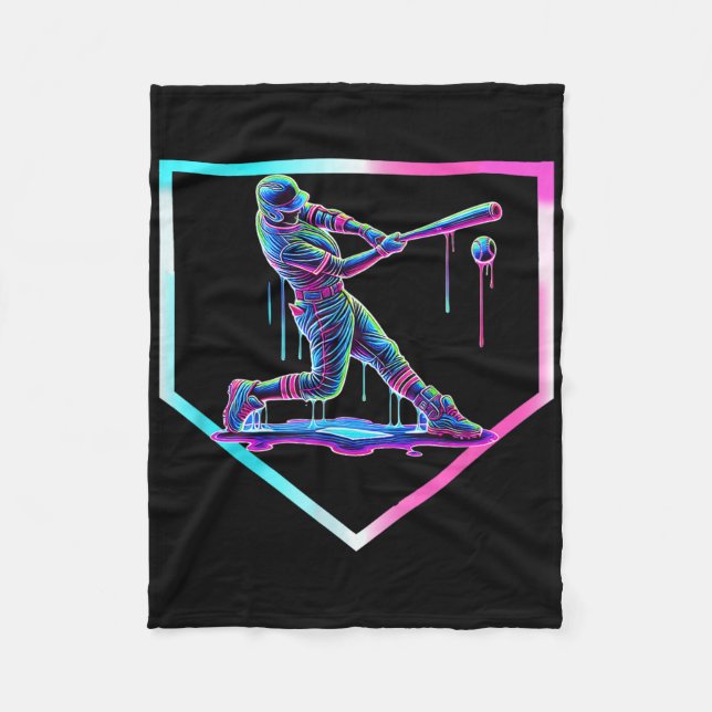 Baseball Drip Ice Cream Baseball Home Plate Boys B Fleece Blanket (Front)