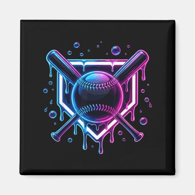 Baseball Drip Ice Cream Bat Kids  Magnet (Front)