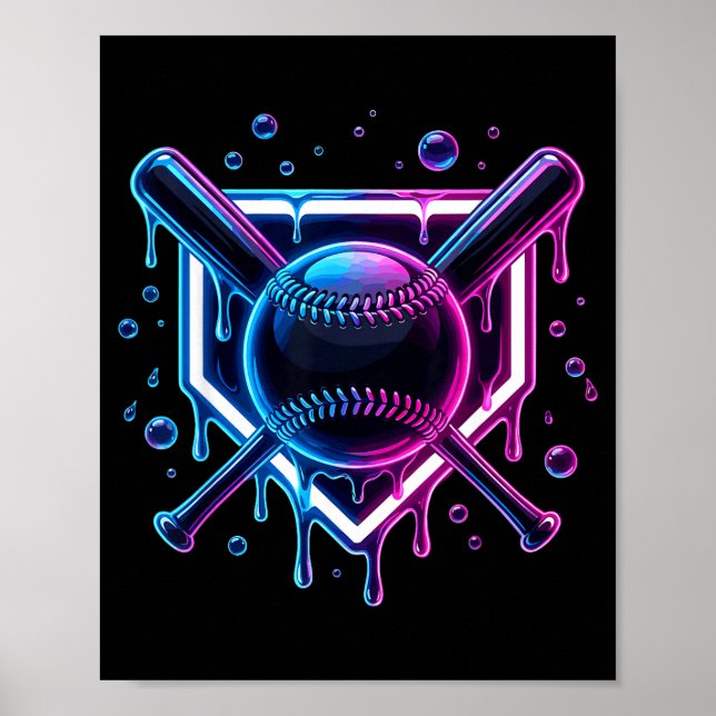 Baseball Drip Ice Cream Bat Kids  Poster (Front)