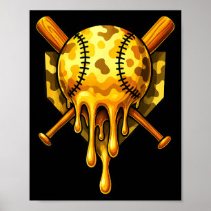 Baseball Drip Ice Cream Camo Cool Design Poster
