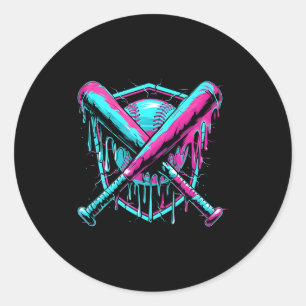 Baseball Drip Ice-cream Dripng Baseball Bat Var Wa Classic Round Sticker