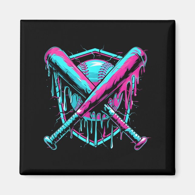 Baseball Drip Ice-cream Dripng Baseball Bat Var Wa Magnet (Front)