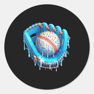 Baseball Drip Ice Cream Glove With Sprinkles Ball  Classic Round Sticker