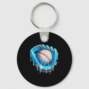 Baseball Drip Ice Cream Glove With Sprinkles Ball  Keychain