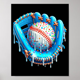 Baseball Drip Ice Cream Glove With Sprinkles Ball  Poster