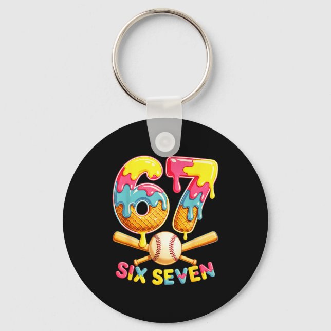 Baseball Drip Ice Cream Number 67 Player Lifestyle Keychain (Front)