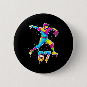 Baseball Drip Ice Cream Number 67 Player Or 67th B 2 Inch Round Button