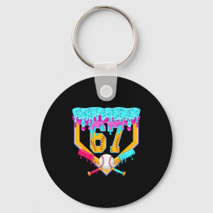Baseball Drip Ice Cream Number 67 Player Or 67th B Keychain