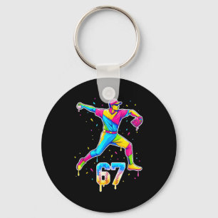 Baseball Drip Ice Cream Number 67 Player Or 67th B Keychain
