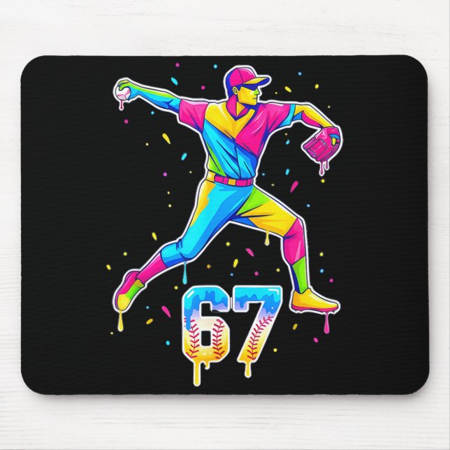 Baseball Drip Ice Cream Number 67 Player Or 67th B Mouse Pad (Front)
