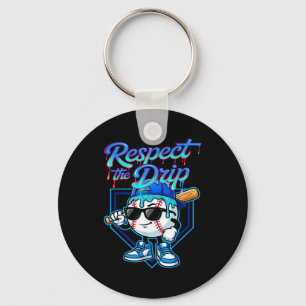 Baseball Drip Ice Cream Respect The Drip Home Plat Keychain