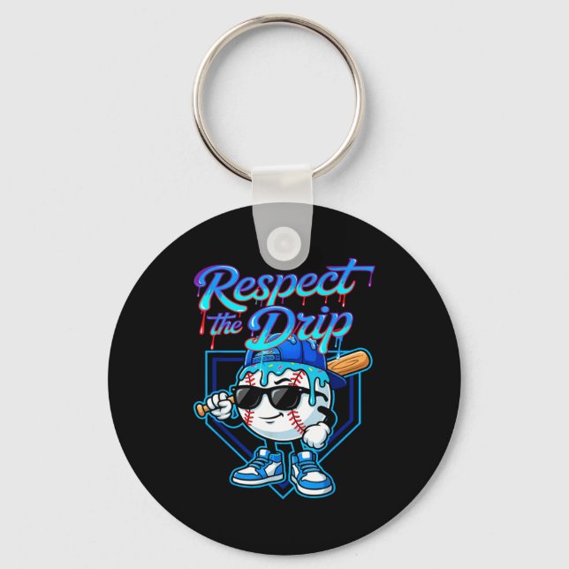 Baseball Drip Ice Cream Respect The Drip Home Plat Keychain (Front)