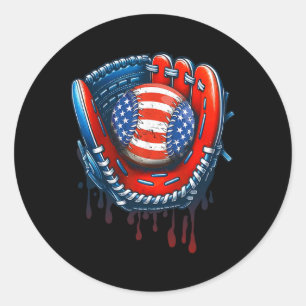 Baseball Drip Ice Cream Sprinkles 4th Of July Base Classic Round Sticker