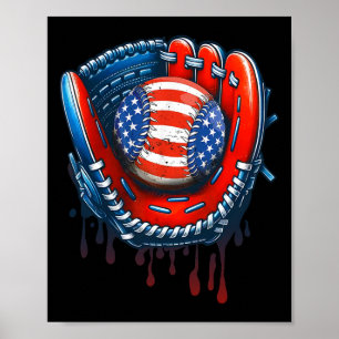 Baseball Drip Ice Cream Sprinkles 4th Of July Base Poster