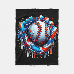 Baseball Drip Ice Cream Sprinkles Baseball Glove 4 Fleece Blanket