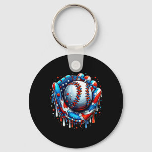 Baseball Drip Ice Cream Sprinkles Baseball Glove 4 Keychain