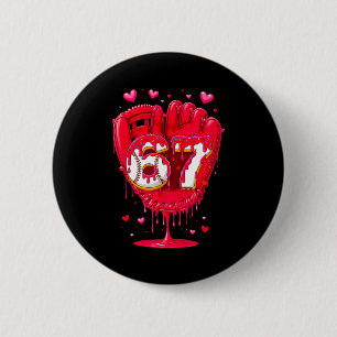 Baseball Drip Ice Cream Valentine Youth Boys Girls 2 Inch Round Button