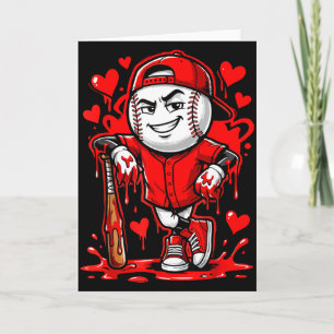 Baseball Drip Icecream Heart Red Valentine Day Boy Card