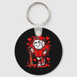 Baseball Drip Icecream Heart Red Valentine Day Boy Keychain