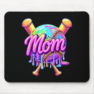 Baseball drip mom cute tie dye baseball women mouse pad