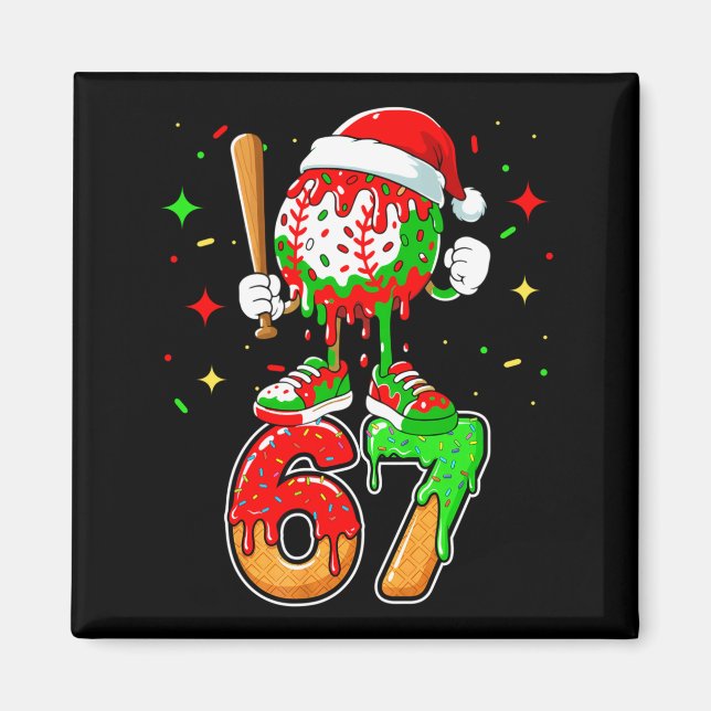 Baseball Drip Number 67 Meme Ice Cream Dripng Chri Magnet (Front)