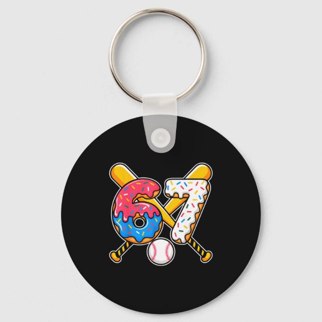 Baseball Drip Number 67 Player 67th Birthday Meme  Keychain (Front)