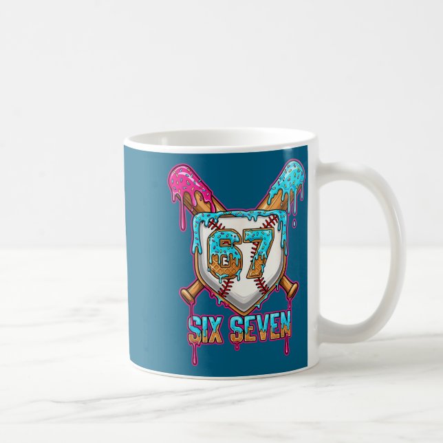 Baseball Drip Number 67 Player 6-7 Six Seven Meme  Coffee Mug (Right)