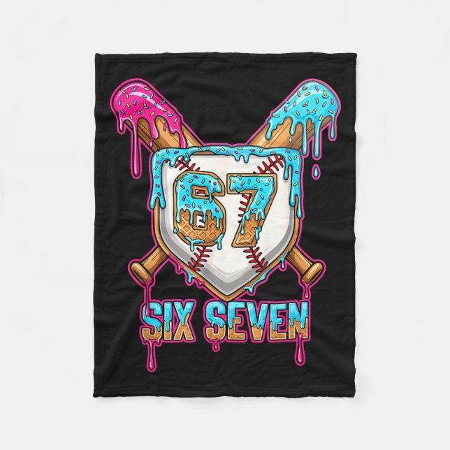 Baseball Drip Number 67 Player 6-7 Six Seven Meme  Fleece Blanket (Front)