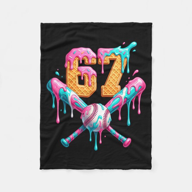 Baseball Drip Number 67 Player  Fleece Blanket (Front)
