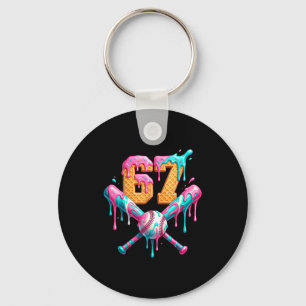 Baseball Drip Number 67 Player  Keychain