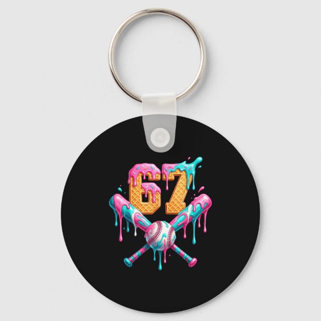 Baseball Drip Number 67 Player  Keychain (Front)