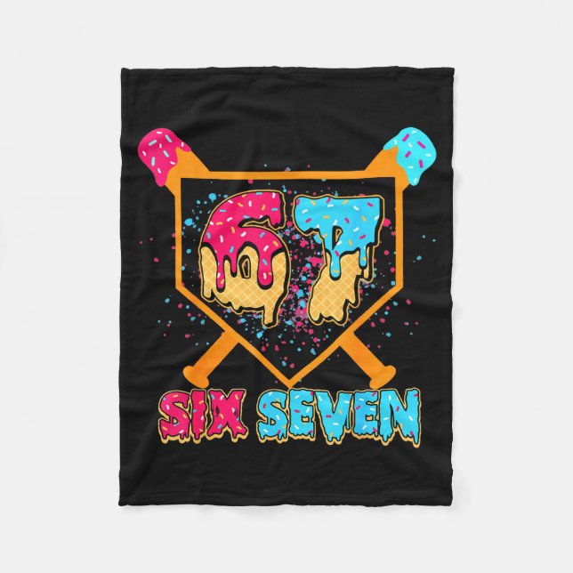 Baseball Drip Number 67 Player Or 67th Birthday Bo Fleece Blanket (Front)