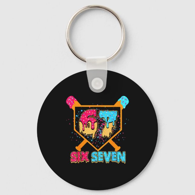 Baseball Drip Number 67 Player Or 67th Birthday Bo Keychain (Front)