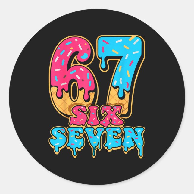 Baseball Drip Number 67 Player Or 67th Birthday  Classic Round Sticker (Front)