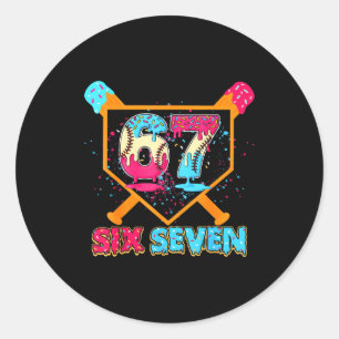 Baseball Drip Number 67 Player Or 67th Birthday  Classic Round Sticker