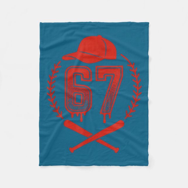 Baseball Drip Number 67 Player Or 67th Birthday  Fleece Blanket (Front)